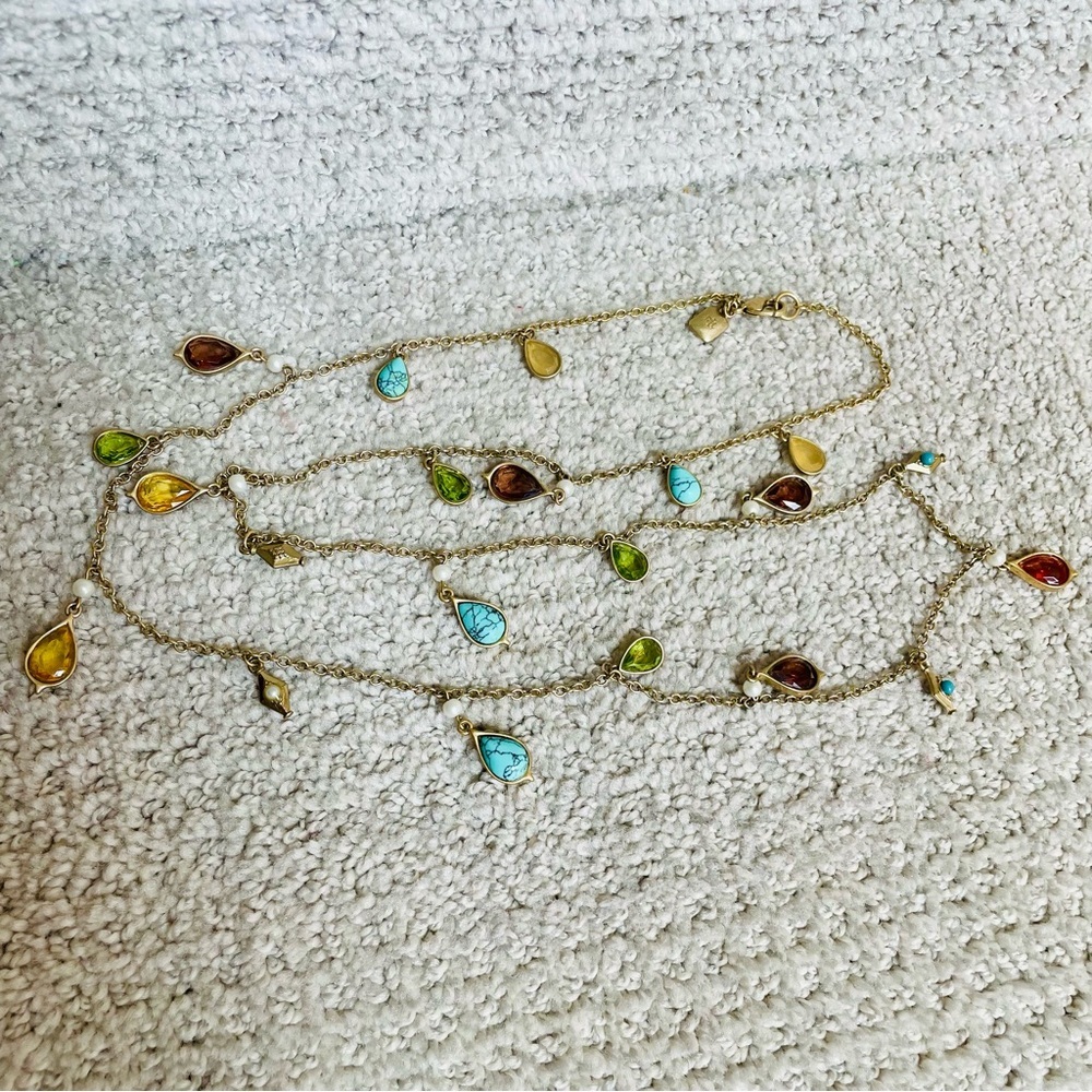 Lauren Ralph Lauren 90's Y2K Matte Gold Dangle Charm Necklace Earring Set Work - Picture 2 of 10